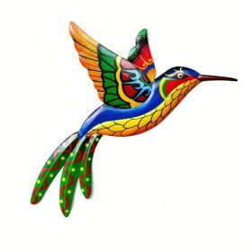 1pc/4pcs, Metal Hummingbird Wall Art Decor, Metal Colorful Birds 3D Outdoor Sculpture, Iron Outdoor Hanging Decor Ornaments, Metal Hand-made Bird Wal (Color: Orange)