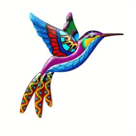 1pc/4pcs, Metal Hummingbird Wall Art Decor, Metal Colorful Birds 3D Outdoor Sculpture, Iron Outdoor Hanging Decor Ornaments, Metal Hand-made Bird Wal (Color: Blue)