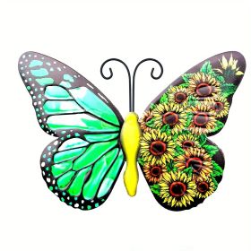 1pc/4pcs, Metal Butterfly Wall Art Decor, 3D Outdoor Sculpture Iron Outdoor Hanging Decor Ornaments, Metal Hand-made Butterfly Wall Art, Fence Decora (Style: Green)