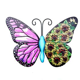 1pc/4pcs, Metal Butterfly Wall Art Decor, 3D Outdoor Sculpture Iron Outdoor Hanging Decor Ornaments, Metal Hand-made Butterfly Wall Art, Fence Decora (Style: Purple)