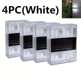 4pcs Solar Wall Lights Outdoor IP65 Waterproof LED Step Light; Solar Fence Lights For Outdoor Yard Garden Lawn Patio Courtyard Fences Driveway Pathwa (Color: White Light)