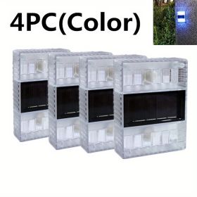 4pcs Solar Wall Lights Outdoor IP65 Waterproof LED Step Light; Solar Fence Lights For Outdoor Yard Garden Lawn Patio Courtyard Fences Driveway Pathwa (Color: Multi Color)
