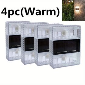 4pcs Solar Wall Lights Outdoor IP65 Waterproof LED Step Light; Solar Fence Lights For Outdoor Yard Garden Lawn Patio Courtyard Fences Driveway Pathwa (Color: Warm Light)