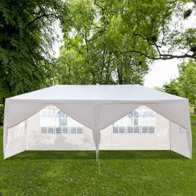 10x20ft White Canopy Tent with 4/6 Removable Sidewalls Outdoor PE Fabric Shelter Party Gazebo Heavy Duty Pavilion for Backyard Garden Event Wedding I (size: 6-slices)