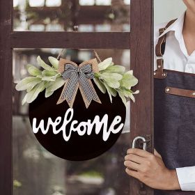 Welcome Wreath Sign for Front Door Porch Decor Farmhouse Front Door Wreath Rustic Style - Round Hanging Spring Summer Christmas Decoration for Home I (Color: Black)