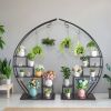 Artisasset 2pcs 5 Layers Semicircle Iron Wood Suitable For Garden Balcony Patio Lawn Home Decoration Plant Stand Flower Pot Stand Iron Flower Stand B