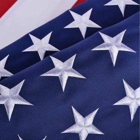 American Flag 10x15 ft 8x12 ft 6x10 ft 5x8 ft 4x6 ft 3x5 ft  2x3 ft Outdoor Heavy Duty Embroidered Stars USA Flag Sewn Stripes Fade Resistance Brass (size: 2x3ft)