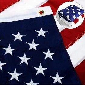 American Flag 10x15 ft 8x12 ft 6x10 ft 5x8 ft 4x6 ft 3x5 ft  2x3 ft Outdoor Heavy Duty Embroidered Stars USA Flag Sewn Stripes Fade Resistance Brass (size: 5x8ft)