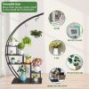 Artisasset 2pcs 5 Layers Semicircle Iron Wood Suitable For Garden Balcony Patio Lawn Home Decoration Plant Stand Flower Pot Stand Iron Flower Stand B