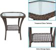 Outdoor Side Table;  Indoor Outdoor Glass Top Wicker Coffee Bistro Table;  All-Weather Patio Square Storage End Table;  Aluminum Frame;  20''x 20''x2