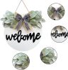 Welcome Wreath Sign for Front Door Porch Decor Farmhouse Front Door Wreath Rustic Style - Round Hanging Spring Summer Christmas Decoration for Home I