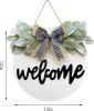 Welcome Wreath Sign for Front Door Porch Decor Farmhouse Front Door Wreath Rustic Style - Round Hanging Spring Summer Christmas Decoration for Home I