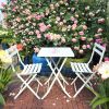 3 Piece Patio Bistro Set of Foldable Square Table and Chairs