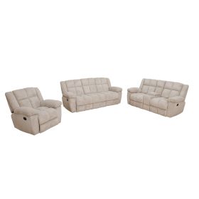 Pickup Only-Off-White Stripe Fabric Living Room Intelligent Recliner 3-Piece Sofa Set (Option: GS51243PCS   C.L.S)